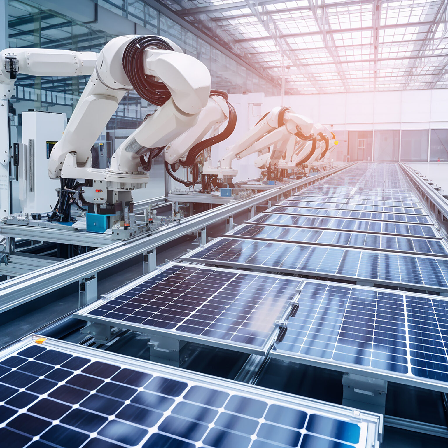 Automated production line for solar modules